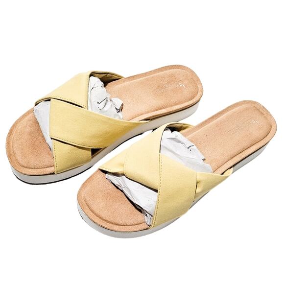 Koolaburra by Ugg New yellow & white Carenza twist slide sandal size 9.5 - Picture 1 of 15